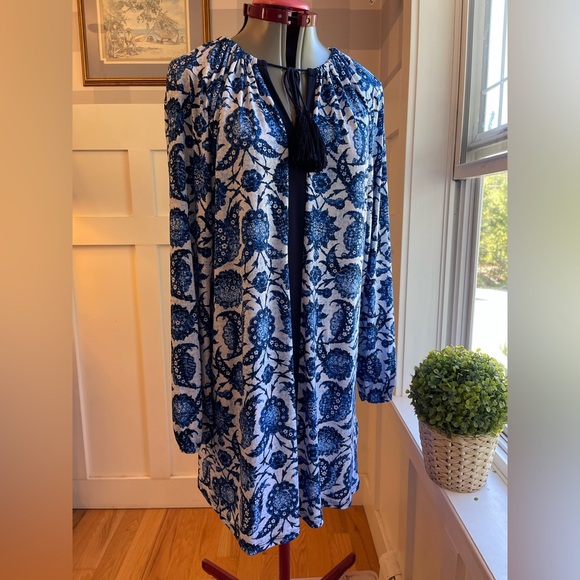 Michael Kors Navy and White Floral Dress Size Medium - Picture 3 of 8